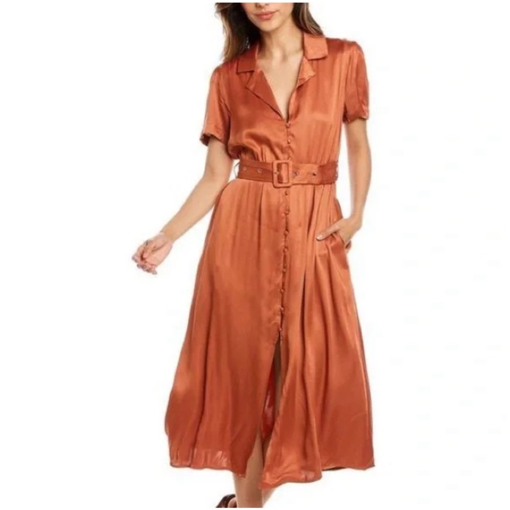 WeWoreWhat Satin Camp Collar Shirt Dress
